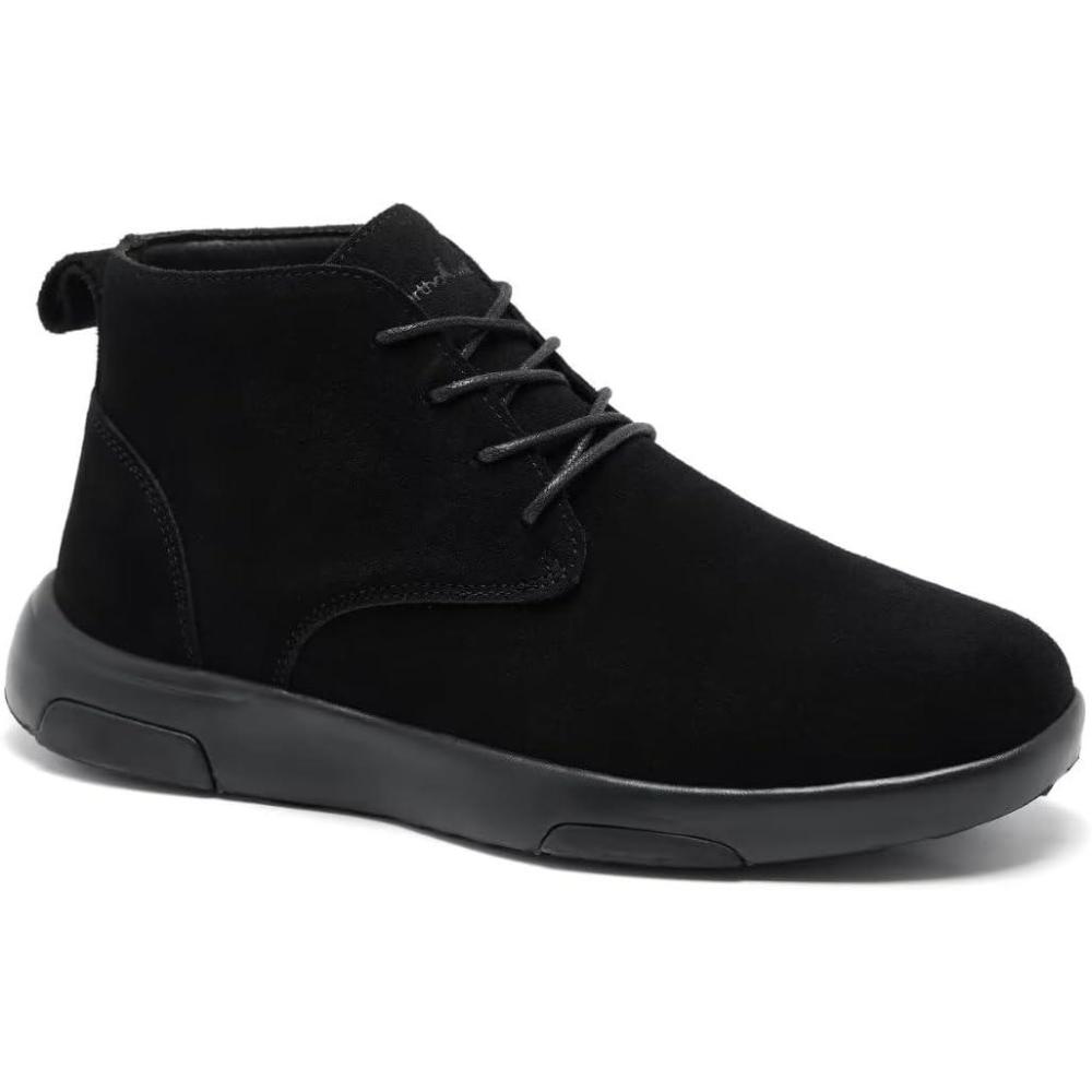 imageOrthoComfoot Mens Orthopedic Ankle Boots Walking Shoes Arch Support Leather Dress Oxfords for Plantar Fasciitis Comfortable Orthotic Fashion Sneakers for Foot Heel Pain ReliefW1black