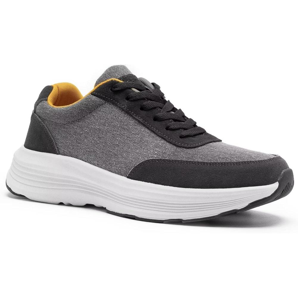 imageOrthoComfoot Mens Orthopedic Fashion Sneakers Comfortable Casual Arch Support Walking Shoes for Plantar Fasciitis and Flat Feet Orthotic Tennis Work Shoes for Foot and Heel PainW2grey