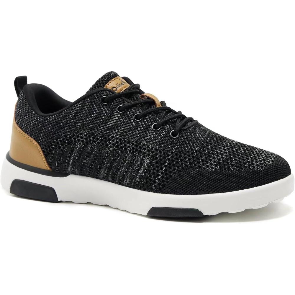 imageOrthoComfoot Mens Orthopedic Fashion Sneakers for Plantar Fasciitis Comfortable Arch Support Walking Shoes for Flat Feet Casual Breatbable Orthotic Shoes for Foot and Heel Pain ReliefW2blackBrown