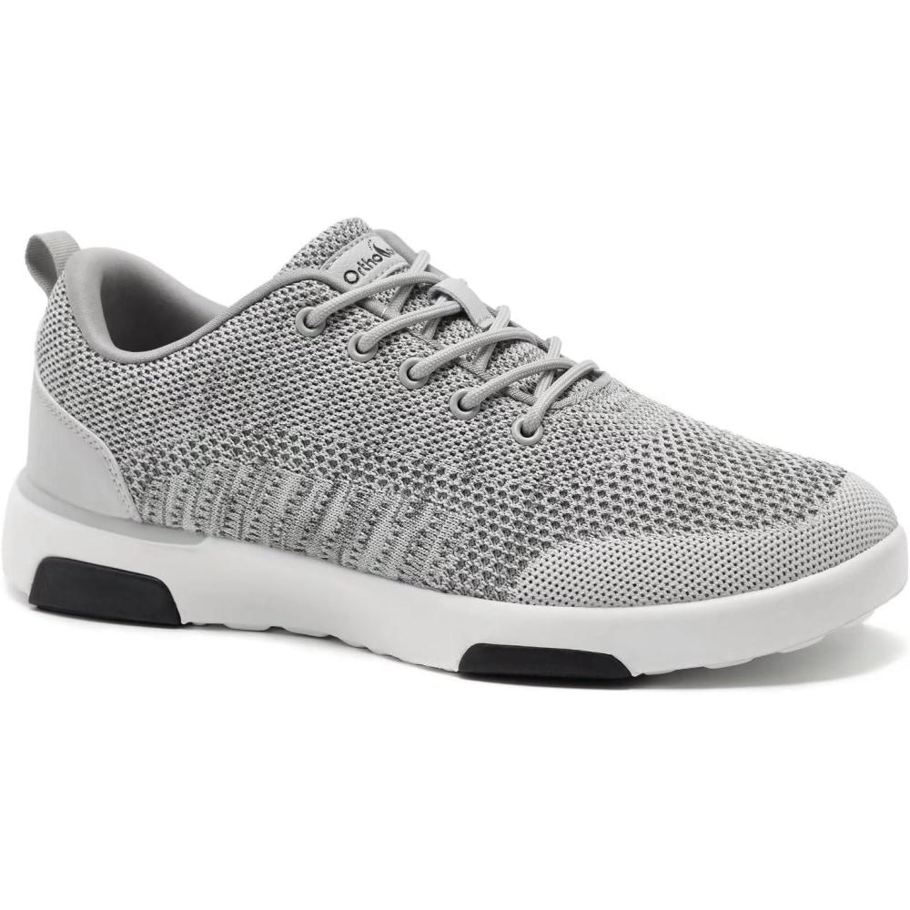 imageOrthoComfoot Mens Orthopedic Fashion Sneakers for Plantar Fasciitis Comfortable Arch Support Walking Shoes for Flat Feet Casual Breatbable Orthotic Shoes for Foot and Heel Pain ReliefW3grey