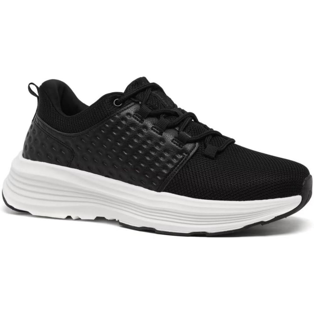 imageOrthoComfoot Mens Orthopedic Fashion Sneakers with Arch Support Casual Plantar Fasciitis Walking Shoes for Flat Feet Comfortable Orthotic Soft Thick Sole Sneakers for Foot and Heel Pain ReliefW1black