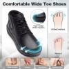 Men’s Orthopedic Diabetic Winter Mid Boots: Wide Toe Box Dress Comfortable Arch Support Plantar Fasciitis Leather Oxfords Shoes, Casual Warm Modern Mid Ankle Boots for Foot and Neuropathy Pain Relief(K1-black)