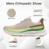 Men’s Orthopedic Fashion Sneakers with Arch Support: Comfortable Plantar Fasciitis Walking Shoes, Orthotic High Arch Flat Feet Pain Relief Casual Work Tennis Athletic Sports Sneakers(W2-beige)