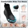 Men’s Orthopedic Winter Leather Boots: Diabetic Wide Toe Box Comfortable Arch Support Plantar Fasciitis Mid Ankle Boots, Orthotic Casual Warm Dress Oxfords Walking Shoes for Foot and Heel Pain Relief(K1-black)