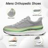 OrthoComfoot Men’s Orthopedic Fashion Sneakers with Arch Support: Casual Plantar Fasciitis Walking Shoes for Flat Feet, Comfortable Orthotic Outdoor Shoes for Foot and Heel Pain Relief(W2-grey)