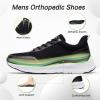 OrthoComfoot Men’s Orthopedic Fashion Sneakers with Arch Support: Casual Plantar Fasciitis Walking Shoes for Flat Feet, Comfortable Orthotic Outdoor Shoes for Foot and Heel Pain Relief(W1-black)