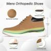 OrthoComfoot Men’s Orthopedic Leather Ankle Boots: Comfortable Casual Arch Support Plantar Fasciitis Walking Shoes, Orthotic Flat Feet Tennis Work Sneakers for Foot and Heel Pain Relief(W2-brown)