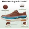 OrthoComfoot Men’s Orthopedic Leather Dress Walking Shoes: Casual Plantar Fasciitis Fashion Sneakers with Arch Support, Comfortable Orthotic Business Work Oxfords for Foot and Heel Pain Relief(W2-brown)