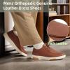 OrthoComfoot Men’s Orthopedic Leather Dress Walking Shoes: Casual Plantar Fasciitis Fashion Sneakers with Arch Support, Comfortable Orthotic Business Work Oxfords for Foot and Heel Pain Relief(W2-brown)