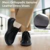 OrthoComfoot Men’s Orthopedic Leather Dress Walking Shoes: Casual Plantar Fasciitis Fashion Sneakers with Arch Support, Comfortable Orthotic Business Work Oxfords for Foot and Heel Pain Relief(W1-black)