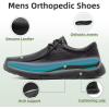OrthoComfoot Men’s Orthopedic Leather Dress Walking Shoes: Casual Plantar Fasciitis Fashion Sneakers with Arch Support, Comfortable Orthotic Business Work Oxfords for Foot and Heel Pain Relief(W1-black)