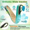 OrthoComfoot Wide Plantar Fasciitis Inserts for Men, Breathable Comfort Arch Support Insoles for Diabetes & Flat Feet, 240LBS+ Heavy-Duty Adjustable TPU, Work Boot Orthotic Insoles, Size 10 Men(Black)
