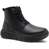 Men’s Orthopedic Winter Leather Boots: Diabetic Wide Toe Box Comfortable Arch Support Plantar Fasciitis Mid Ankle Boots, Orthotic Casual Warm Dress Oxfords Walking Shoes for Foot and Heel Pain Relief(K1-black)