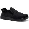 OrthoComfoot Men’s Orthopedic Slip-On Loafers Walking Shoes: Comfortable Arch Support Plantar Fasciitis Hook and Loop Shoes, Casual Orthotic Work Loafers for Foot and Heel Pain(W1-black)
