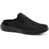 OrthoComfoot Men’s Orthopedic Slip-On Loafers Walking Shoes with Arch Support: Comfortable Orthotic Shoes for Plantar Fasciitis, Casual Flat Feet Slippers for Foot and Heel Pain Relief(W1-black)