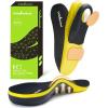 OrthoComfoot Work Boot Insoles for Men Standing All-Day: 240+LBS Heavy Duty High Arch Support Inserts, Pain Relief for Plantar Fasciitis, Anti Fatigue, Orthopedic No Trimming Need Soles,Size 10 Men(W1-yellow)