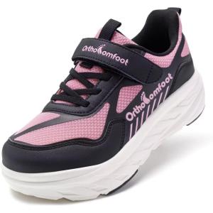 Boys Girls Kids Orthopedic Tennis Shoes: Wide Toe Box Comfortable Casual Plantar Fasciitis Arch Support School Athletic Running Sneakers, Lightweight Orthotic Sports Walking Shoes for Foot and Pain(K2-pink)