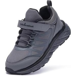 Kids Orthopedic Tennis Shoes for Boys and Girls: Comfortable Casual Plantar Fasciitis Arch Support Athletic Running Sneakers, Little Kid/Big Kid School Sports Walking Shoes for Foot and Pain Relief(W1-grey)
