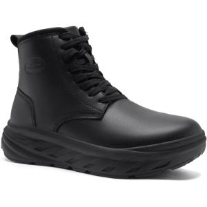 Men’s Orthopedic Winter Leather Boots: Diabetic Wide Toe Box Comfortable Arch Support Plantar Fasciitis Mid Ankle Boots, Orthotic Casual Warm Dress Oxfords Walking Shoes for Foot and Heel Pain Relief(K1-black)