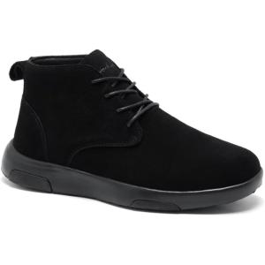 OrthoComfoot Men’s Orthopedic Ankle Boots Walking Shoes: Arch Support Leather Dress Oxfords for Plantar Fasciitis, Comfortable Orthotic Fashion Sneakers for Foot Heel Pain Relief(W1-black)