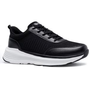 OrthoComfoot Men’s Orthopedic Fashion Sneakers with Arch Support: Casual Plantar Fasciitis Walking Shoes for Flat Feet, Comfortable Orthotic Outdoor Shoes for Foot and Heel Pain Relief(W1-black)