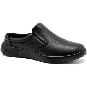 OrthoComfoot Men’s Orthopedic Leather Dress Walking Shoes: Comfortable Plantar Fasciitis Loafers with Arch Support for Flat Feet, Casual Business Orthotic Slip-On for Foot and Heel Pain Relief(W1-black)
