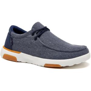 OrthoComfoot Men’s Orthopedic Slip-On Loafers Walking Shoes: Comfortable Arch Support Shoes for Plantar Fasciitis Relief, Flat Feet Casual Work Orthotic Loafers for Foot and Heel Pain(W1-denim)