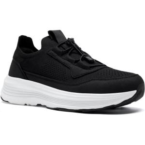 OrthoComfoot Men’s Orthopedic Slip-On Loafers Walking Shoes: Comfortable Casual Arch Support Plantar Fasciitis Thick Sneakers, Breathable Work Tennis Orthotic Flat Feet Shoes for Foot Pain Relief(W1-black)