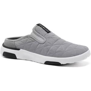 OrthoComfoot Men’s Orthopedic Slip-On Loafers Walking Shoes with Arch Support: Comfortable Orthotic Shoes for Plantar Fasciitis, Casual Flat Feet Slippers for Foot and Heel Pain Relief(W3-gray)