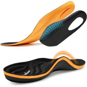 OrthoComfoot Plantar Fasciitis Insoles for Women Men, 240LBS High Arch Support Heavy-Duty Orthotic Inserts, Relief for Plantar Fasciitis, Knee Pain, Flat Feet-Comfort Gel Cloud Insole for 8Women/6Men(Black)