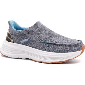 OrthoComfoot Women’s Orthopedic Slip On Loafers: Comfortable Orthotic Walking Shoes with Arch Support for Plantar Fasciitis, Canvas Thick Sole Loafers for Foot and Heel Pain Relief(W3-grey Blue)