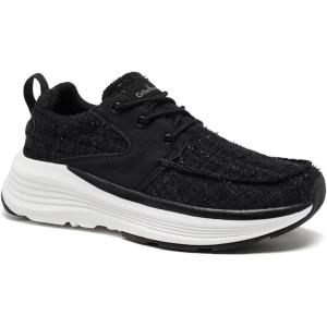 Women’s Orthopedic Fashion Sneakers for Plantar Fasciitis: Flat Feet Supportive Cushioned Walking Shoes with Arch Support, Orthotic Soft Casual Sneakers for Ankle and Foot Pain Relief(W1-black)