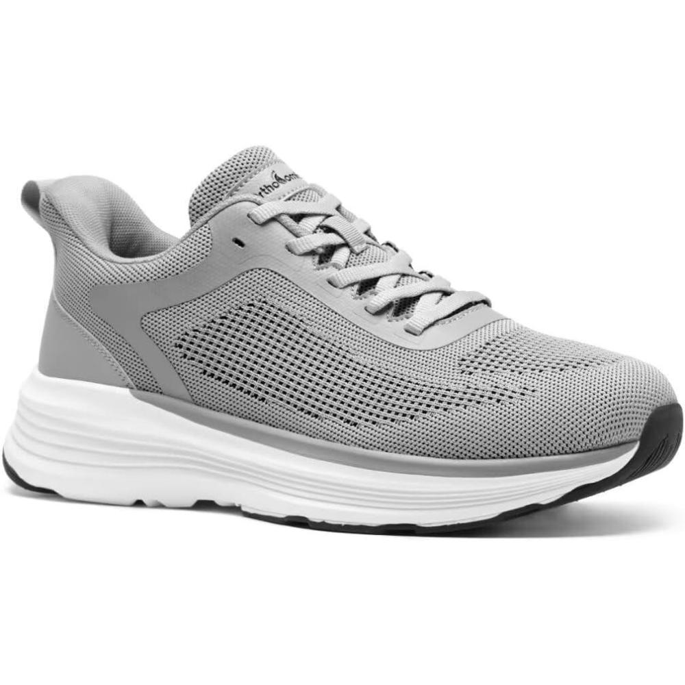 imageMens Orthopedic Fashion Sneakers Comfortable Arch Support Plantar Fasciitis Orthotic Walking Shoes Casual Work Supportive Sport Athletic Flat Feet Shoes for Foot and Heel Pain ReliefW2gray