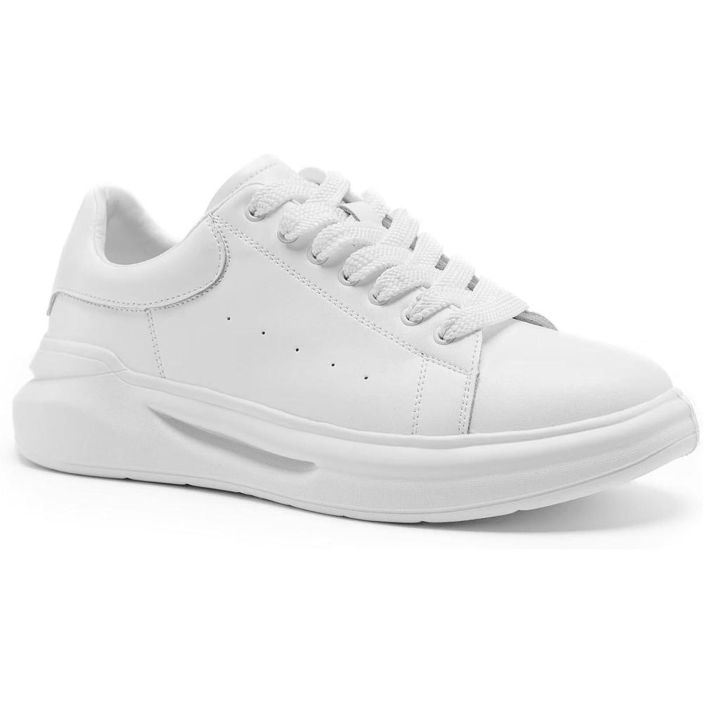 imageMens Orthopedic Leather Dress Fashion Sneakers Comfortable Arch Support Leather Oxfords for Plantar Fasciitis Orthotic Flat Feet Casual Walking Shoes for Foot and Heel Pain ReliefW2white