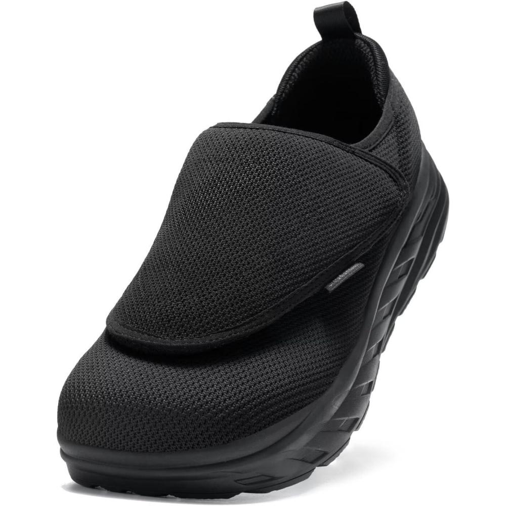 imageOrthoComfoot Mens Orthopedic Diabetic Extra Wide Walking Shoes Comfortable Arch Support SlipOn Loafers for Plantar Fasciitis Adjustable Easy Top Orthotic Shoes for Foot and Heel Pain ReliefK1black