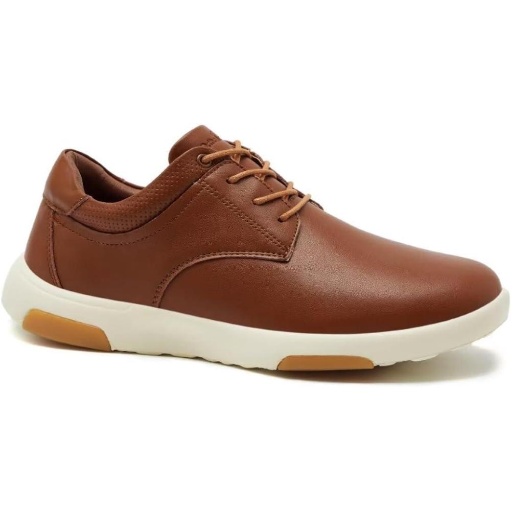 imageOrthoComfoot Mens Orthopedic Leather Dress Walking Shoes Comfortable Orthotic Fashion Sneakers with Arch Support Casual Plantar Fasciitis Business Work Oxfords for Foot and Heel Pain ReliefW2light Brown