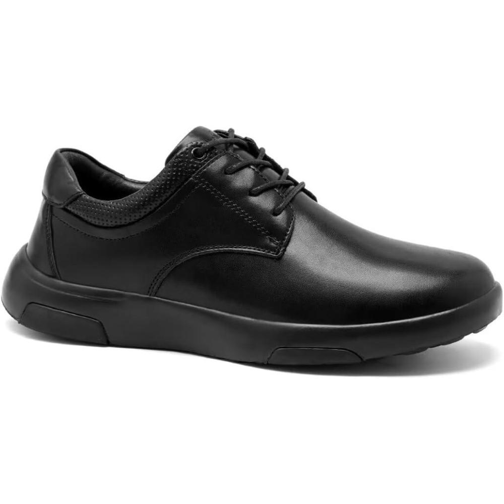 imageOrthoComfoot Mens Orthopedic Leather Dress Walking Shoes Comfortable Orthotic Fashion Sneakers with Arch Support Casual Plantar Fasciitis Business Work Oxfords for Foot and Heel Pain ReliefW1black