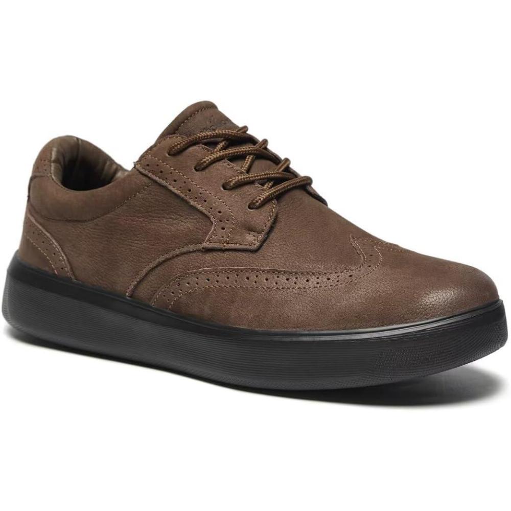 imageOrthoComfoot Mens Orthopedic Leather Dress Walking Shoes Comfortable Plantar Fasciitis Oxford with Arch Support Flat Feet Casual Business Work Shoes for Foot and Heel Pain ReliefW2brown