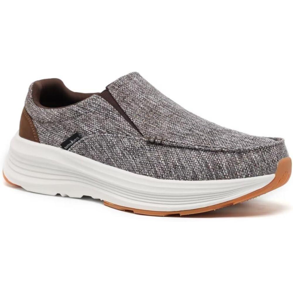 imageOrthoComfoot Mens Orthopedic Outdoor SlipOn Loafers Walking Shoes Arch Support Plantar Fasciitis Sneakers Comfort Classic Canvas Shoes for Foot and Heel PainW2brown