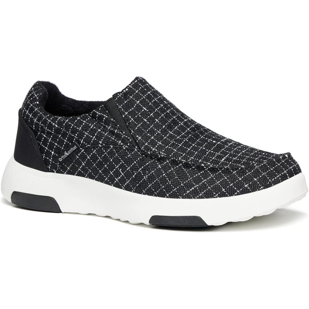 imageOrthoComfoot Womens Orthopedic Comfortable Walking Shoes Casual Arch Support SlipOn Shoes for Plantar Fasciitis Breathable Orthotic Loafers for Foot and Heel Pain ReliefW5black White