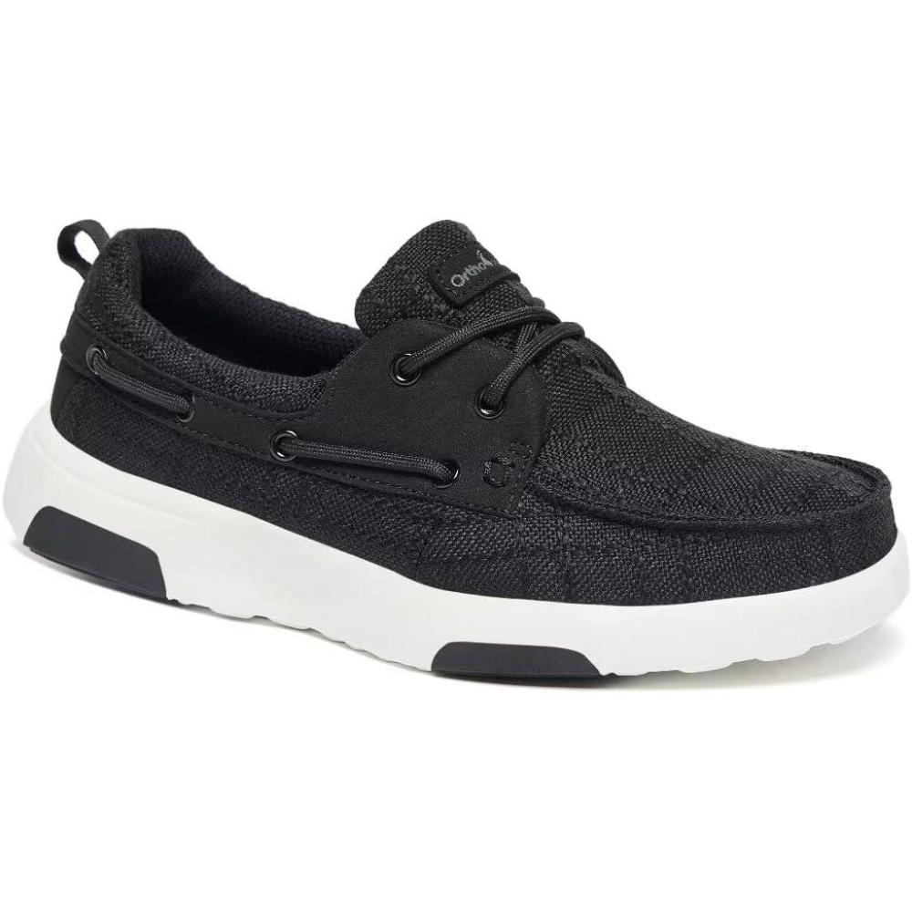imageOrthoComfoot Womens Orthopedic Lace Up Shoes Comfortable Arch Support Shoes for Plantar Fasciitis Ultralight Walking Loafers for Heel and Foot Pain ReliefW1black