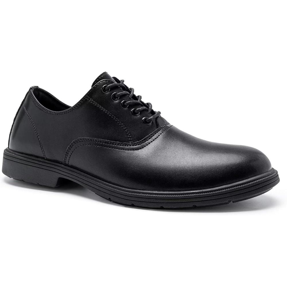 imageOrthopedic Business Leather Dress Shoes  Arch Support Plantar Fasciitis Comfortable Formal Wingtip Oxford for Mens  Casual Cap Toe Orthotics Patent Tuxedo Sneakers for Foot and Heel Pain ReliefW1black