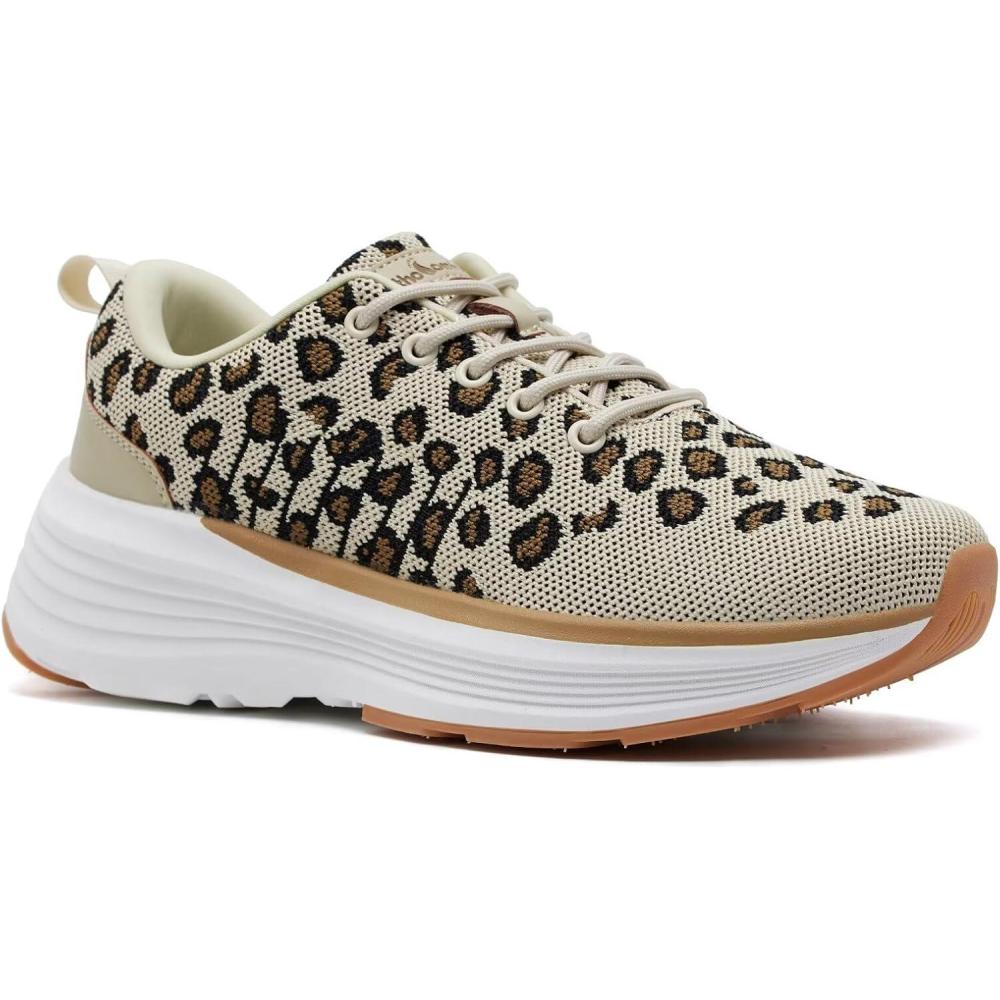 imageWomens Orthopedic Fashion Sneakers with Arch Support Comfortable Cushion Flat Feet Shoes for Plantar Fasciitis Orthotic Supportive Casual Thick Sole Sneakers for Ankle and Foot Pain ReliefW7leoperd