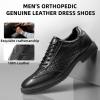 Men’s Orthopedic Business Dress Walking Shoes – Comfortable Arch Support Plantar Fasciitis Leather Wingtip Formal Oxford – Flat Feet Casual Cap Toe Tuxedo Patent Sneakers for Foot Heel Pain Relief(W1-black)