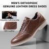 Men’s Orthopedic Business Dress Walking Shoes – Comfortable Arch Support Plantar Fasciitis Leather Wingtip Formal Oxford – Flat Feet Casual Cap Toe Tuxedo Patent Sneakers for Foot Heel Pain Relief(W2-dark Brown)