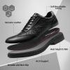 Men’s Orthopedic Business Dress Walking Shoes – Comfortable Arch Support Plantar Fasciitis Leather Wingtip Formal Oxford – Flat Feet Casual Cap Toe Tuxedo Patent Sneakers for Foot Heel Pain Relief(W1-black)