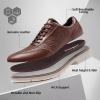 Men’s Orthopedic Business Dress Walking Shoes – Comfortable Arch Support Plantar Fasciitis Leather Wingtip Formal Oxford – Flat Feet Casual Cap Toe Tuxedo Patent Sneakers for Foot Heel Pain Relief(W2-dark Brown)