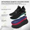 Men’s Orthopedic Diabetic Wide Walking Shoes: Comfortable Arch Support Plantar Fasciitis Heel Spur Laofers, Casual House Hammer Toes Swollen Slip On Loafers for Foot and Heel Pain Relief(K1-black)