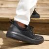 Men’s Orthopedic Fashion Sneakers with Arch Support: Comfortable Orthotic Shoes for Plantar Fasciitis, Adjustable Supportive Flat Feet Walking Shoes for Foot and Ankle Pain Relief(W1-black)
