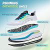Men’s Orthopedic Road Running Shoes: Comfortable Casual Arch Support Plantar Fasciitis Walking Sneakers for Flat Feet, Orthotic Outdoor Gym Work Sports Tennis Shoes for Foot and Heel Pain Relief(W2-white Blue)